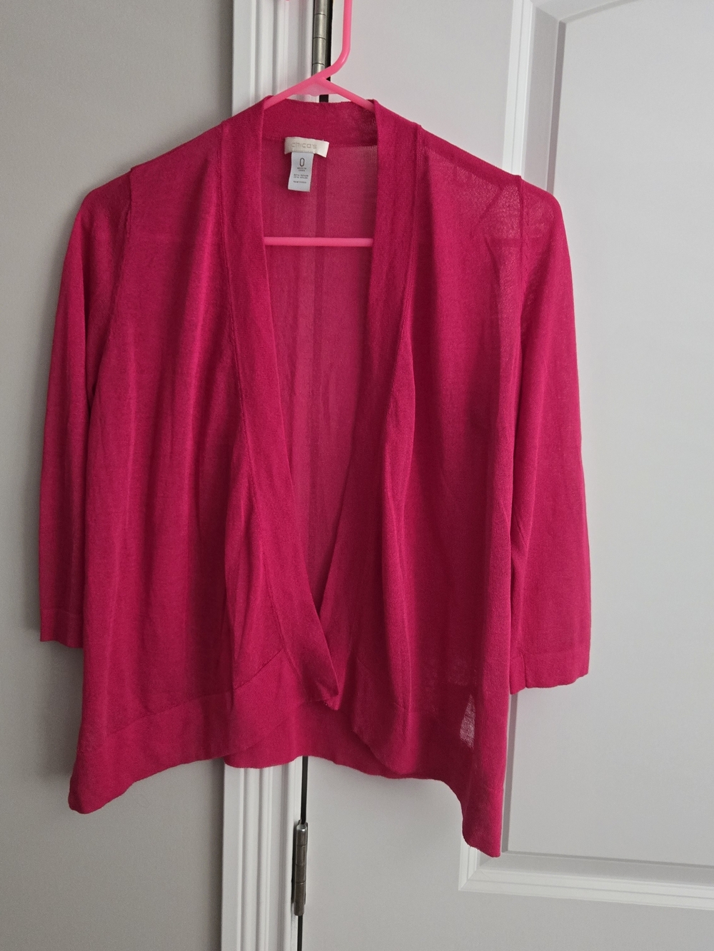 Chico's Hot Pink Open-Front Cardigan.  Size 0